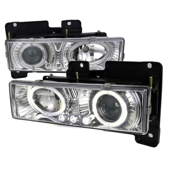Overtime Halo Projector Headlights with LED for 88 to 98 Chevrolet C10, Chrome - 11 x 15 x 16 in. OV2654221 - main